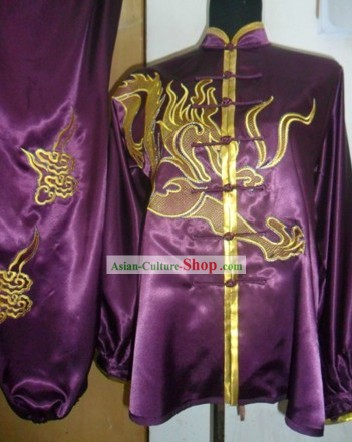 Traditional Chinese Long Sleeve Dragon Silk Kung Fu Suit