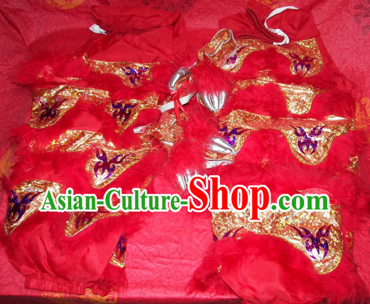 Festival Celebration Two Pairs of Chinese Lion Dance Pants and Claws Covers
