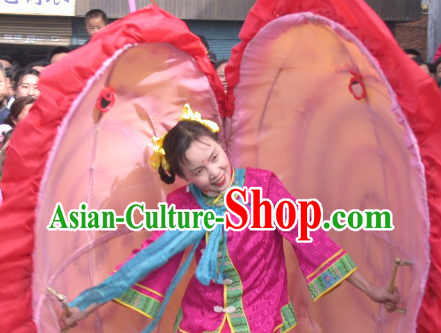 Chinese Lunar New Year Parade Clam Shell Dance Costumes and Prop Complete Set