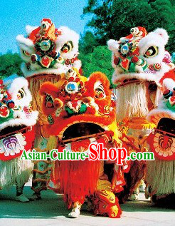 Lucky Red Chinese Lunar New Year Parade Supreme Lion Dance Costumes Complete Set