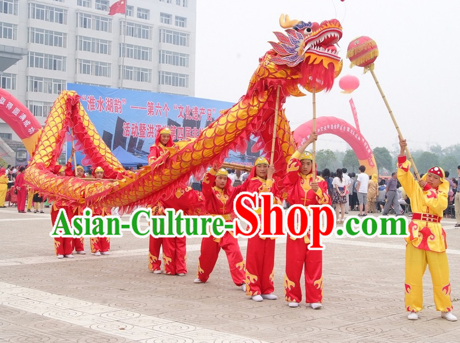 Red and Gold Chinese Dragon Costumes Complete Set for 10 Children
