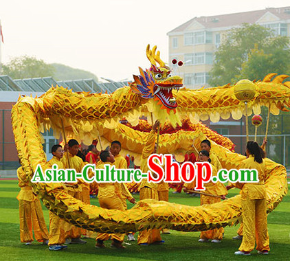 22 Meters Brand New Gold Chinese Dragon Dance Costume Complete Set for 12 People