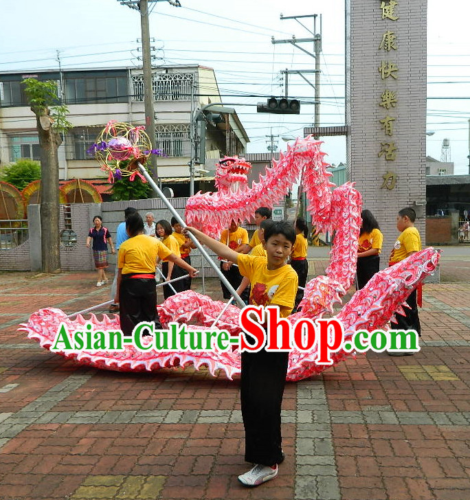 18 Meters China New Year Celebration and Competition Red Luminous Dragon Dance Costume for Students