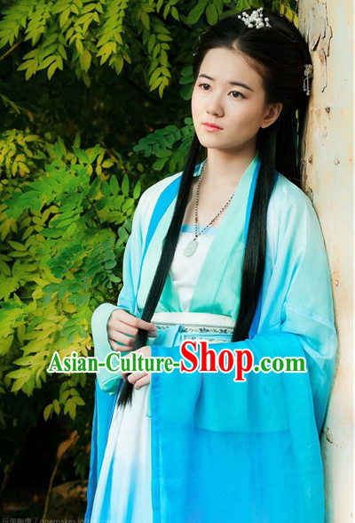Blue Ancient Chinese Women Dresses Hanfu Girls China Classical Clothing Histroical Dress Traditional National Costume Complete Set