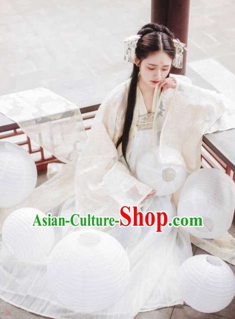 Asian China Tang Dynasty Palace Princess Costume Complete Set, Traditional Ancient Chinese Elegant Hanfu Embroidered Clothing for Women