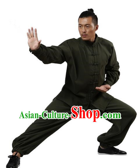 Top Grade Kung Fu Costume Martial Arts White Brushed Linen Thicken Suits Pulian Zen Clothing, Training Costume Tai Ji Uniforms Gongfu Shaolin Wushu Tai Chi Plated Buttons Clothing for Men