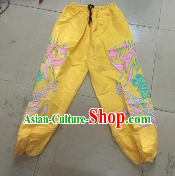 World Lion Dance Competition Costume Lion Dance Pants Adult Size Costumes Yellow Trousers