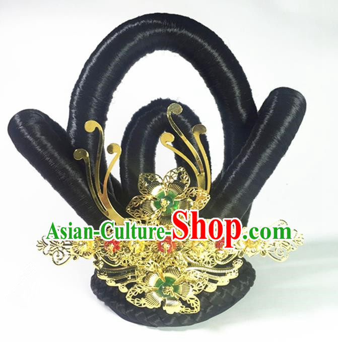 China Handmade Classical Stage Performance Dunhuang Flying Aapsaras Wig and Hair Accessories