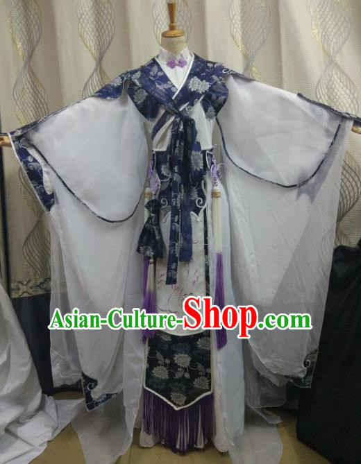 China Ancient Cosplay Swordswoman Costume Fairy Princess Fancy Dress Traditional Hanfu Clothing for Women