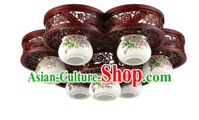 Traditional Chinese Porcelain Ceiling Palace Lanterns Handmade Seven-pieces Lantern Ancient Lamp