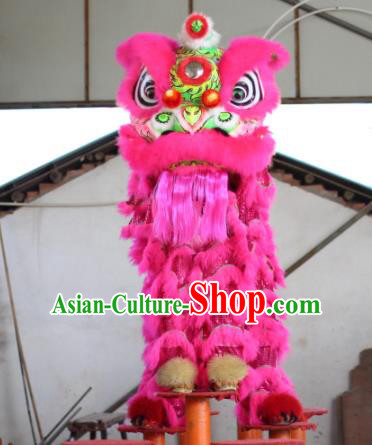 Top Grade Chinese Traditional Pink Wool Lion Head Professional Lion Dance Costumes Complete Set