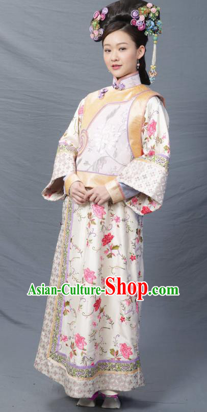 Chinese Ancient Qing Dynasty Imperial Consort Replica Costumes Manchu Dress Historical Costume for Women