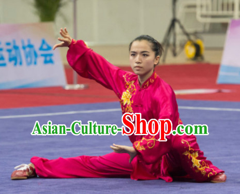 Long Sleeves Top Taiji Garment Kung Fu Uniforms Tai Chi Uniforms Martial Arts Blouse Pants Kung Fu Suits Kungfu Outfit Professional Kung Fu Clothing Complete Set for Girls Kids Teenagers