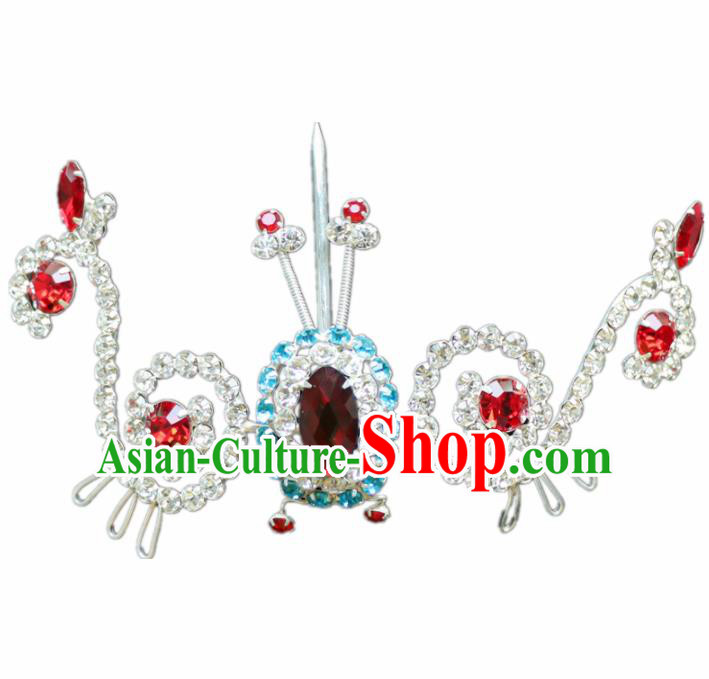 Chinese Ancient Princess Crystal Hairpins Traditional Peking Opera Artiste Hair Accessories for Women