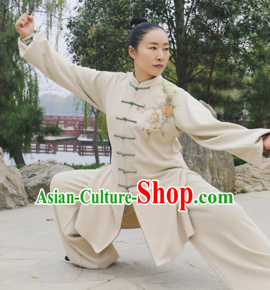 Chinese Traditional Kung Fu Competition Costume Martial Arts Tai Chi Printing Peony Clothing for Women