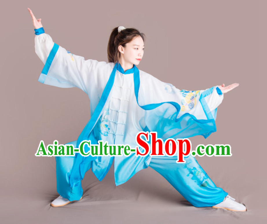 Lotus Good Meaning Top Chinese Classical Competition Championship Professional Tai Chi Uniforms Clothing and Mantle Complete Set for Women