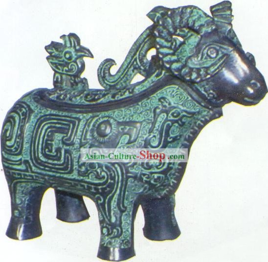 Chinese Imitation Antiques-Four-sheeped Square Zun