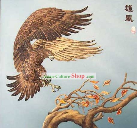 ウッドハウス固体装飾画 - 鷹の着陸を彫刻中国の古典大きな手