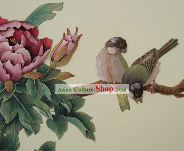 ウッドハウスソリッド装飾絵画 - 鳥と花彫刻中国の古典大きな手