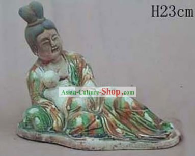 中国の古典Archaized唐三彩像 - 唐代の母の愛