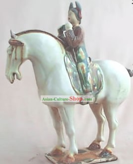 Chinês clássico archaized Tang San Cai Dinastia Tang-Estátua de Equitação Mulher