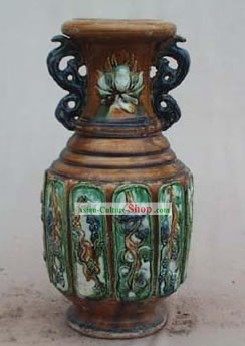 中国の古典Archaized唐三彩像 - 唐のアンフォラ瓶