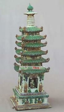 Chinese Classic Archaized Tang San Cai Statue-Sarira Tower