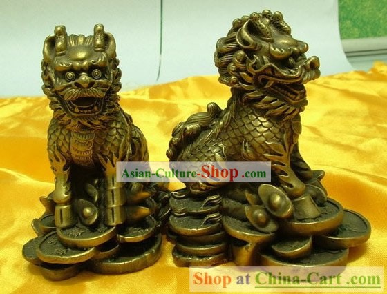 Chinoise classique en laiton Statue-Feng Shui Kylin