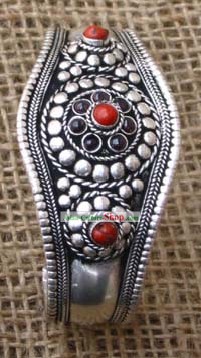 Tibet corallite Cuff Pulseira de Prata