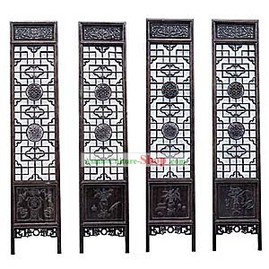 Black Sandalwood Antique Style Folding Screen