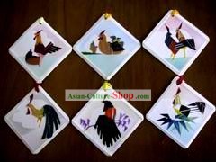 Handmade Cartoon Rooster book mark made by wheat plait