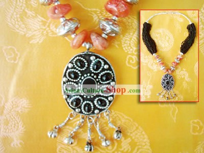 Tibet Natural Prata e Coral Necklace 3