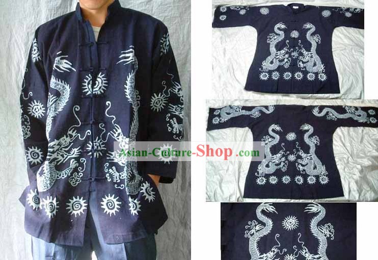 Feito à Mão Roupas Dragão Batik para homens