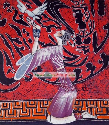 Hand Made Batik Hanging-Peaceful Girl