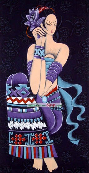 Hand Made Batik Hanging-Purple Girl