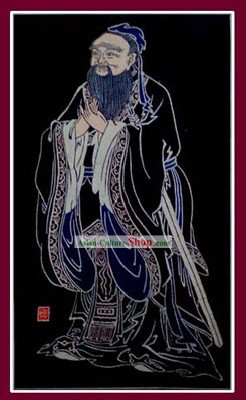 China Hand Made Batik Hanging by Miao Tribe-Confucius