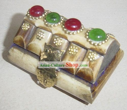 Tibet Yak óssea Caixa de Jóias Preciosas da Pedra