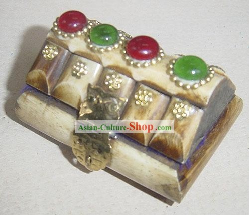 Tibet Yak Bone Precious Stone Jewelry Box