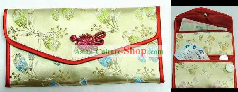 Chinês clássico Purse Flor Dourada