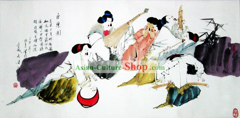 Felicidade chinês da dinastia Tang clássico tradicional pintura-
