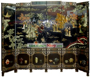 Chinese Hand Made Lacquer Ware Screen-Qing Dynasty Beauties