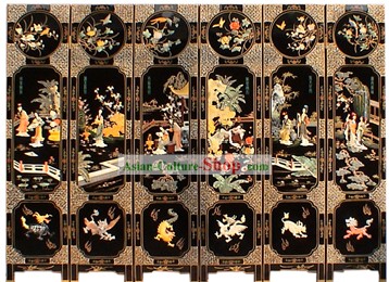 Chinese Hand Made Lacquer Ware Screen-Shi Xiangyun