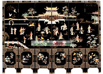 중국어 핸드는 칠기 화면 - 고대 페리스를 제작