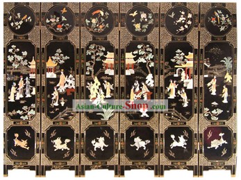 Chinese Hand Made Lackwaren Screen-The Dream of Red Chamber