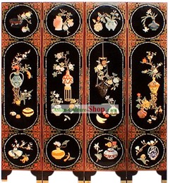 Chinese Hand Made Lacquer Ware Screen-Ancient Palace Ladies