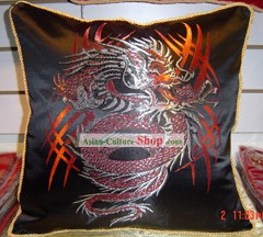 Chino antiguo Rey Dragón cojín de seda