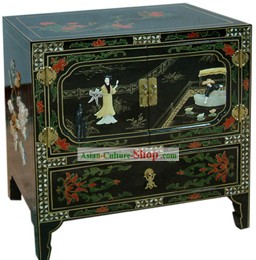 Chinese Palace Lacquer Ware Cabinet-Flying a Kite