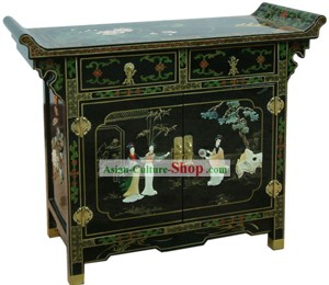 Chinese Classic Palace Lacquer Ware Cabinet-Three Women A Story