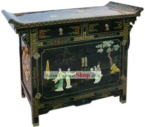 Chinese Palace Lacquer Ware Cabinet-Three Beauties A Story