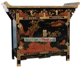 Chinese Ware laca Palácio Nature Cabinet-Antiga